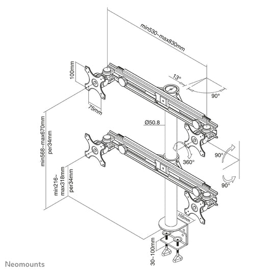 Neomounts FPMA-D700D4 Monitor arm 19-30"