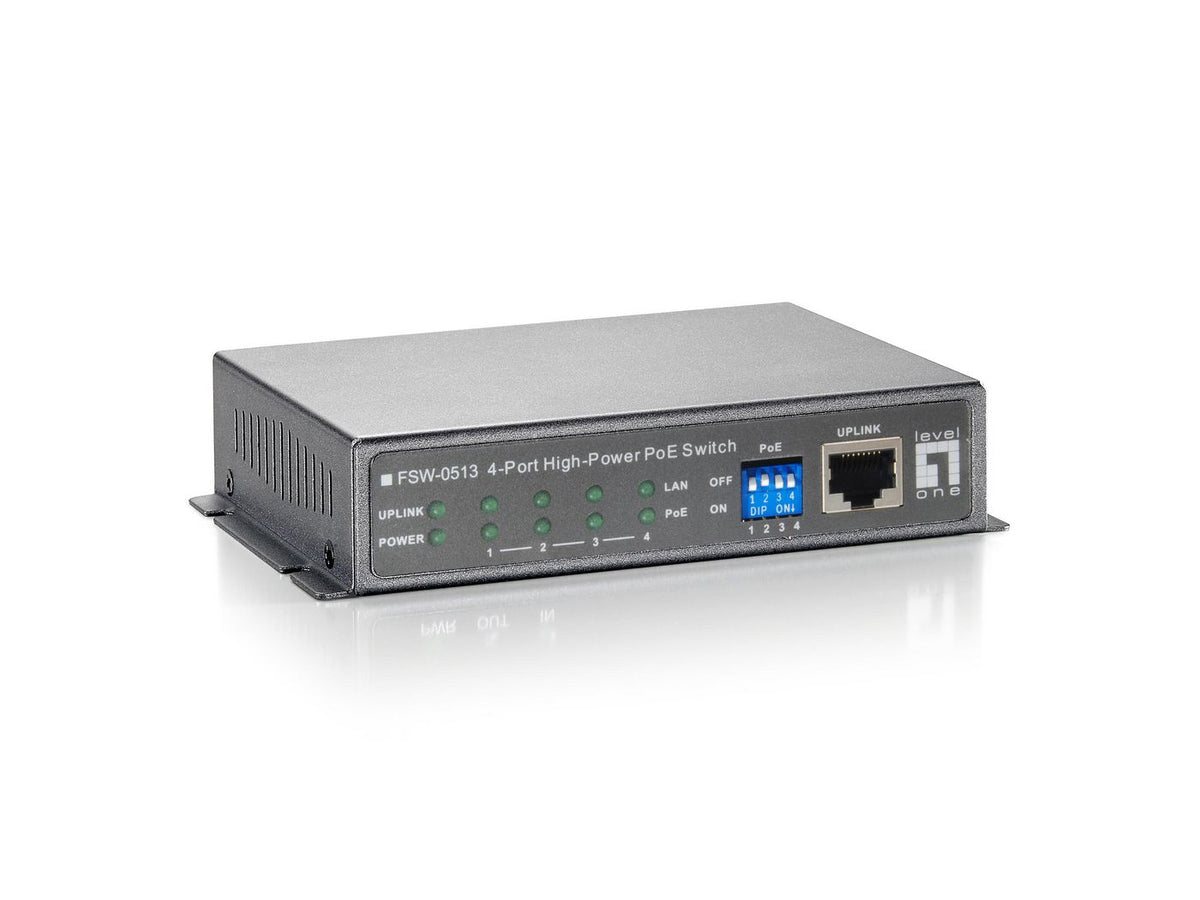 LevelOne 04P DT LevelOne F0513 10/100 P 5-Port Fast Ethernet PoE Switch, 4 PoE Outputs, 120W, power adapter included, Fast Ethernet (10/100),