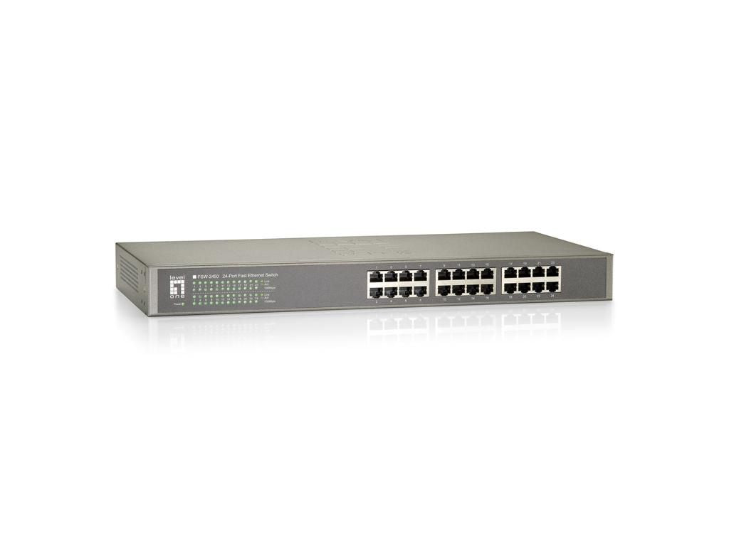 LevelOne 24P DT/19 LevelOne F2450 10/10 24-Port Fast Ethernet Switch, Unmanaged, Fast Ethernet (10/100), Full duplex, Rack mounting