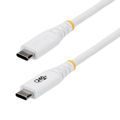 StarTech.com 3m (10ft) USB-C Charging Cable, Durable and Ultra-Flexible, 240W (5A) PD EPR, USB 2.0 Laptop Charger Cable, USB-IF Certified, Rugged USB-C Charging Cord - White