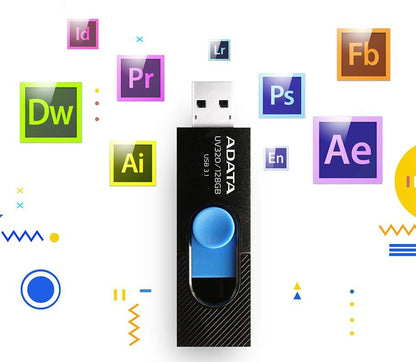 ADATA UV320 USB flash drive 128 GB USB Type-A 3.2 Gen 1 (3.1 Gen 1) Black, Blue