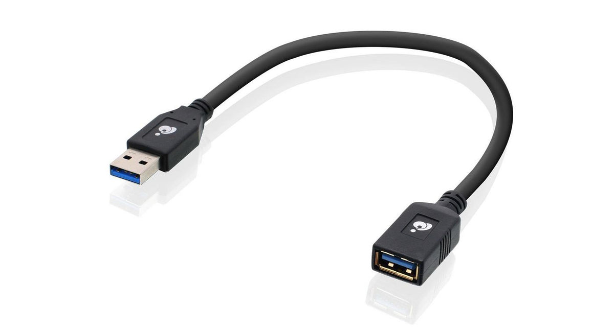IOGEAR USB 3.0 Extension Cable Male to Female -12 Inch G2LU3AMF, 0.3 m, USB A, USB A, USB 3.2 Gen 1 (3.1 Gen 1), Male/Female, Black