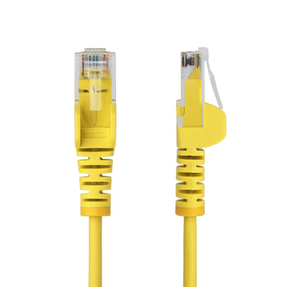 StarTech.com 50cm Yellow Slim CAT6 Ethernet Cable, Snagless, 100W PoE, UTP, LSZH, 28AWG Pure Bare Copper Wire, Slim RJ45 Network Patch Cord w/Strain Reliefs, Individually Tested