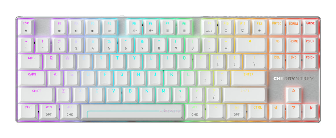 CHERRY MX 8.2 Pro TMR Wireless keyboard Gaming USB + RF Wireless + Bluetooth QWERTY US International Silver, White