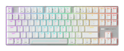 CHERRY MX 8.2 Pro TMR Wireless keyboard Gaming USB + RF Wireless + Bluetooth QWERTY US International Silver, White