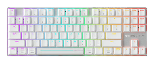 CHERRY MX 8.2 Pro TMR Wireless keyboard Gaming USB + RF Wireless + Bluetooth QWERTY US International Silver, White