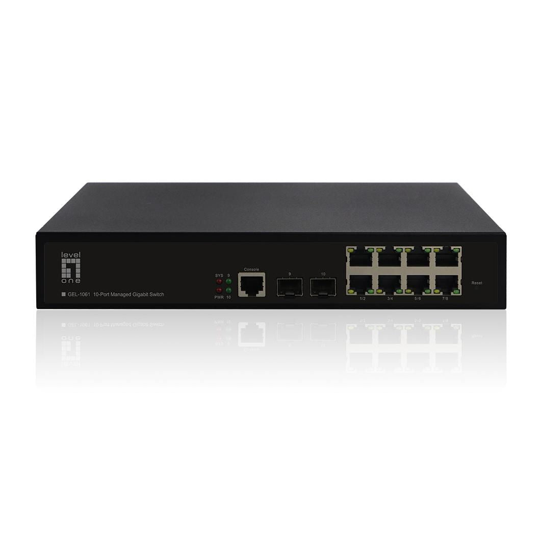 LevelOne 10-PORT L2 MANAGED GIGABIT KILBY 10-Port L2 Managed Gigabit Switch, 2 x SFP, Managed, L2, Gigabit Ethernet (10/100/1000), Rack