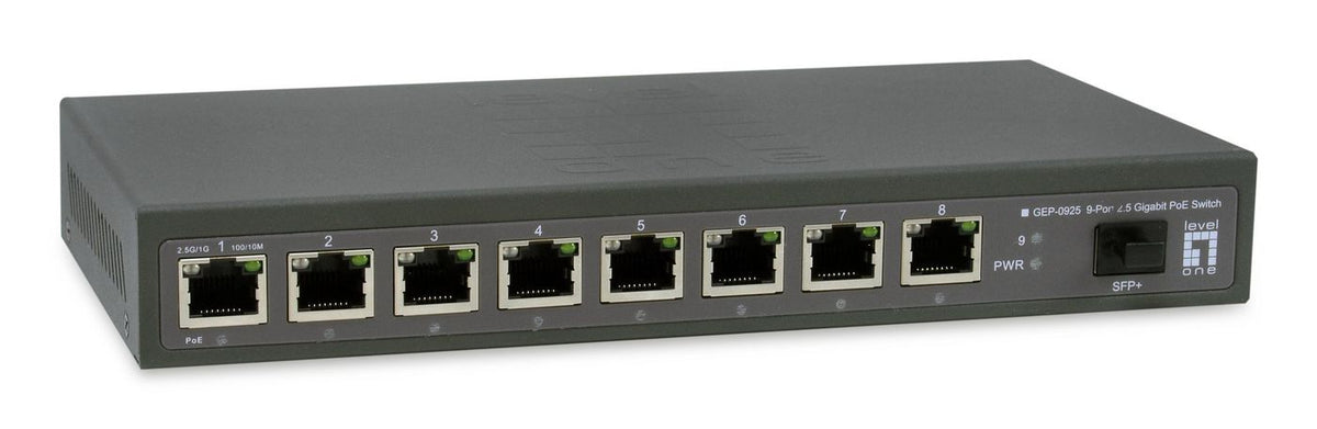 LevelOne Network Switch Unmanaged 2.5G Ethernet (100/1000/2500) Power Over Ethernet (Poe) Black