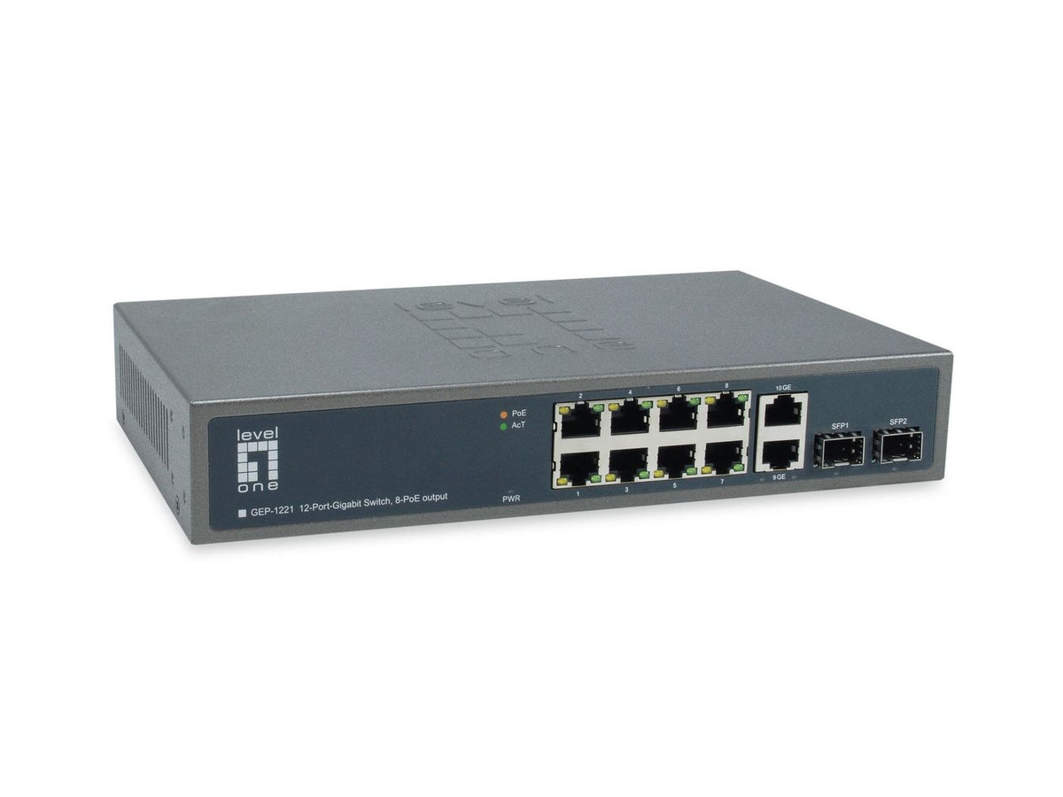 LevelOne Network Switch Unmanaged Gigabit Ethernet (10/100/1000) Power Over Ethernet (Poe) Black
