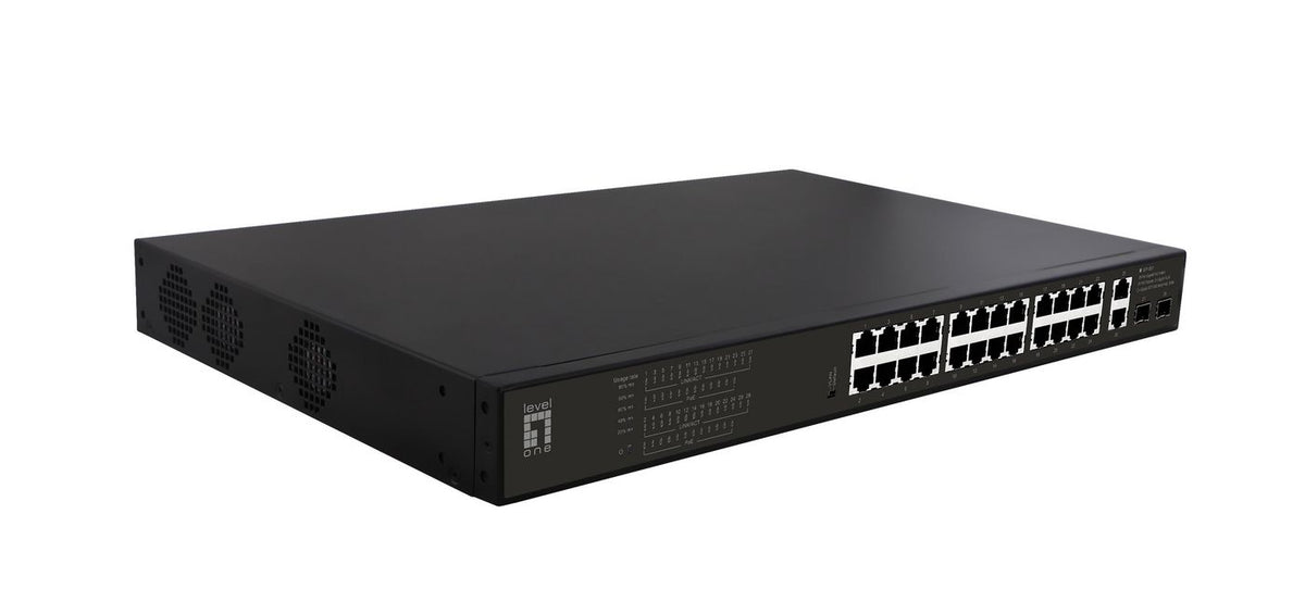 LevelOne Network Switch Unmanaged Gigabit Ethernet (10/100/1000) Power Over Ethernet (Poe) 1U Black