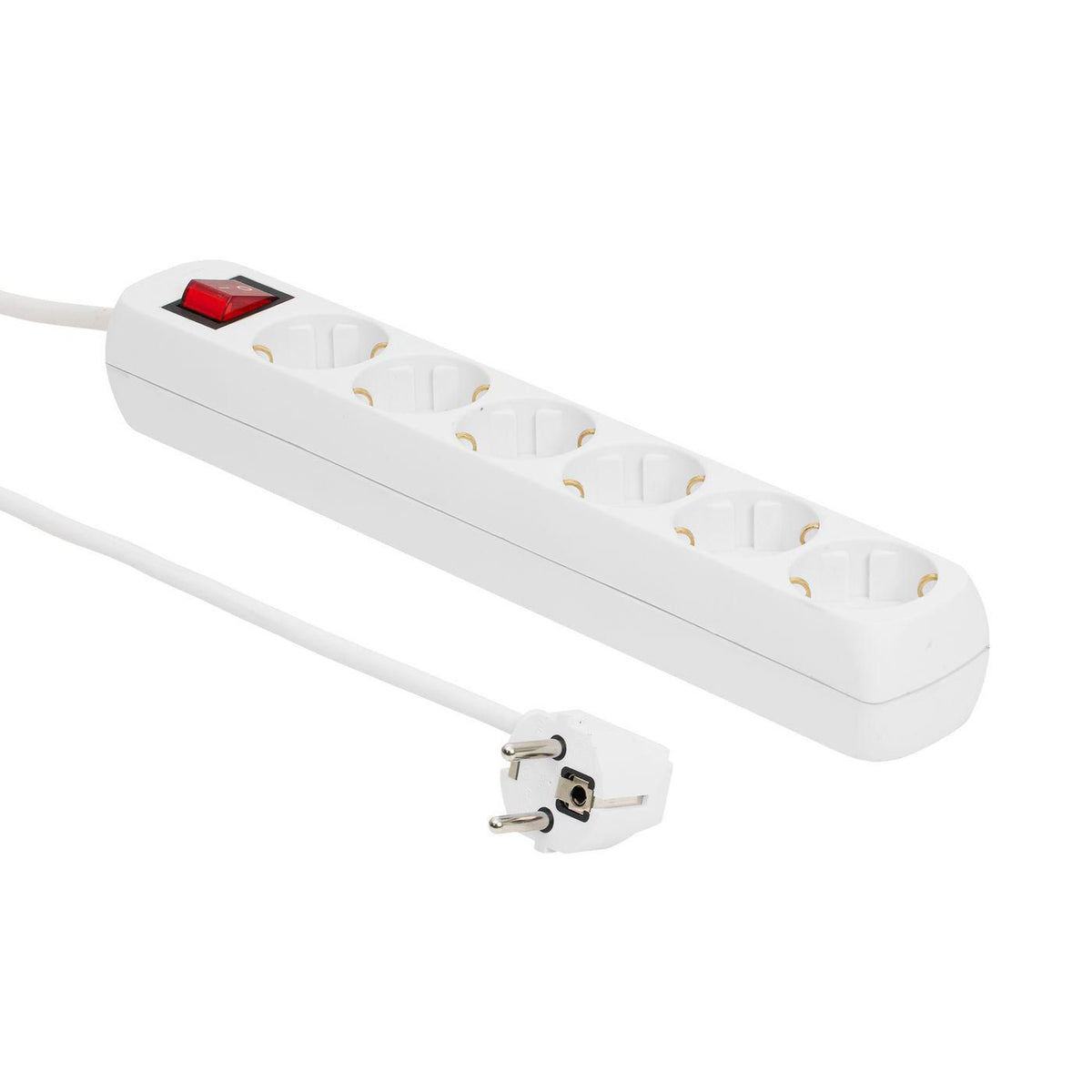 MicroConnect 6-way Schuko Socket 1.8M White With ON/OFF switch and Child protection, 230V 16A
