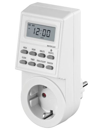 MicroConnect Digital day & week timer clock 12- or 24h display incl. back-up battery, child protection