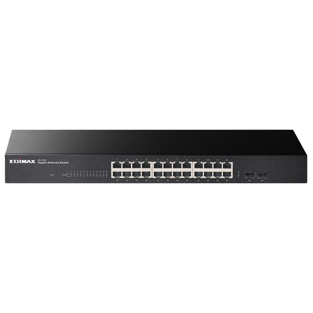 Edimax 26-Port Gigabit Switch with 2 SFP Ports GS-1026 V3, Unmanaged, Gigabit Ethernet (10/100/1000), Full duplex, Rack mounting