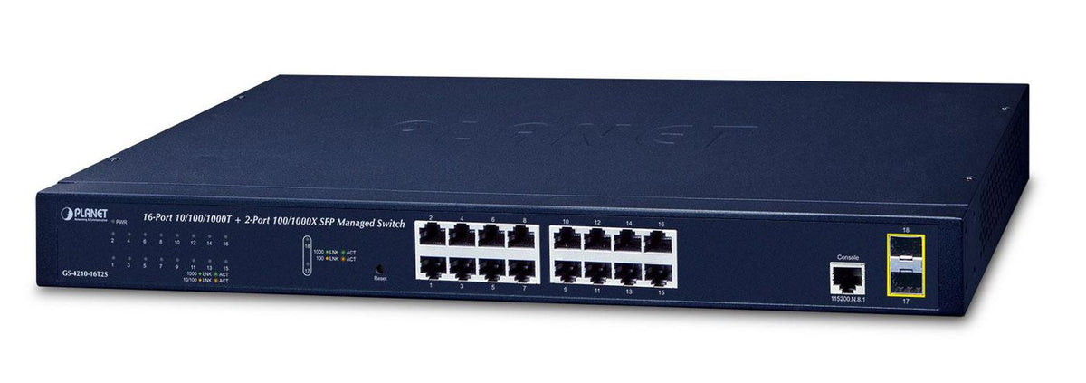 Planet IPv4/IPv6, 16-P 10/100/1000Bas + 2-Port 100/1000MBPS SFP L2/L4 SNMP Manageable Gigabit Ethernet Switch