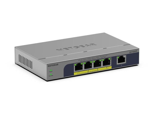 NETGEAR GS105PP Unmanaged Gigabit Ethernet (10/100/1000) Power over Ethernet (PoE) Desktop/Wall-Mounting Grey