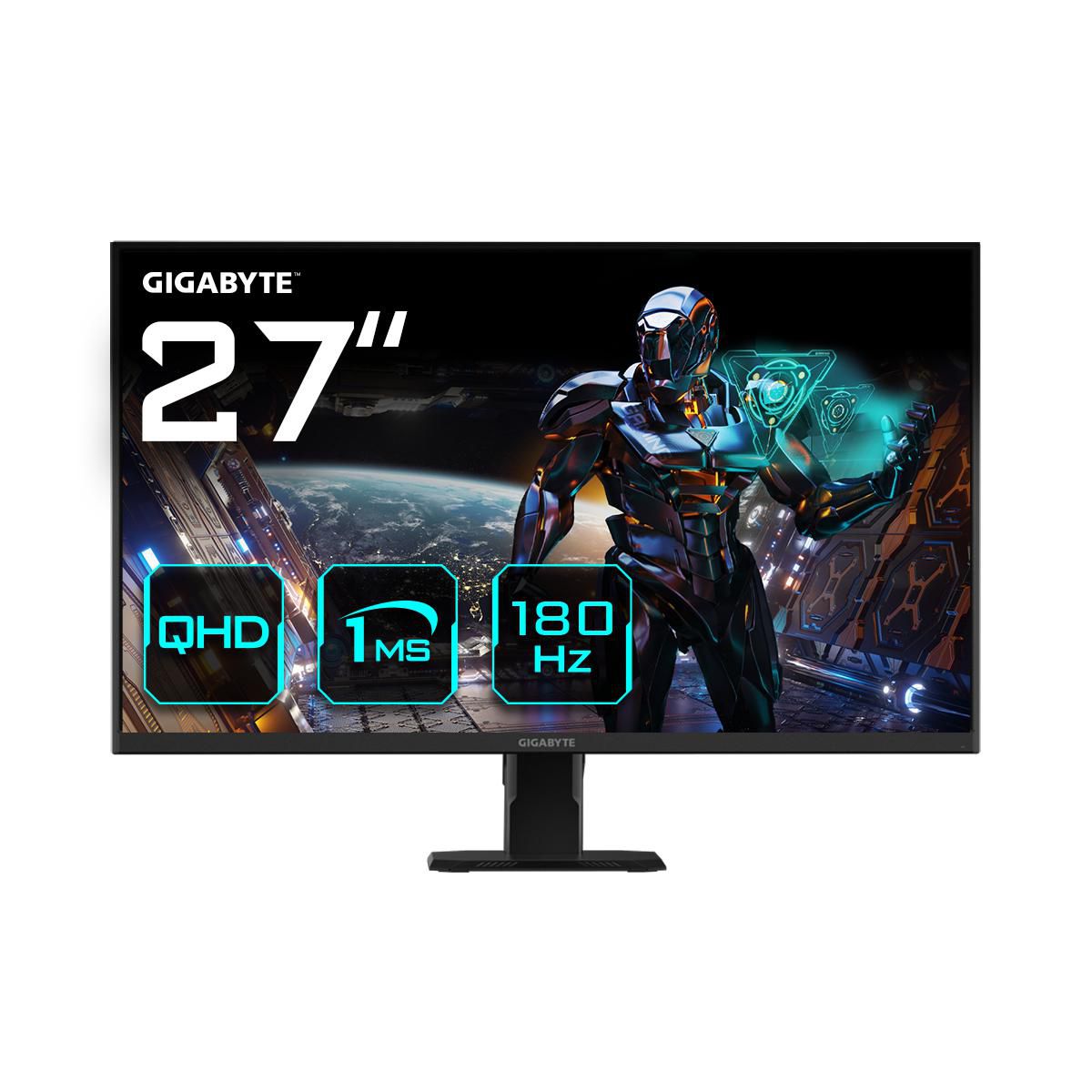Gigabyte 27" Qhd Gaming Monitor - 2560 X 1440 (Qhd), 180Hz, 1Ms, 300 Cd/M2, Freesync, Hdr Ready, Hdmi 2.0, Displayport 1.4
