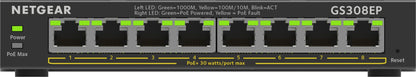 NETGEAR GS308EP Managed L2/L3 Gigabit Ethernet (10/100/1000) Power over Ethernet (PoE) Black