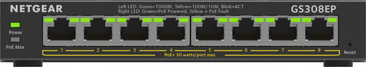 NETGEAR GS308EP Managed L2/L3 Gigabit Ethernet (10/100/1000) Power over Ethernet (PoE) Black
