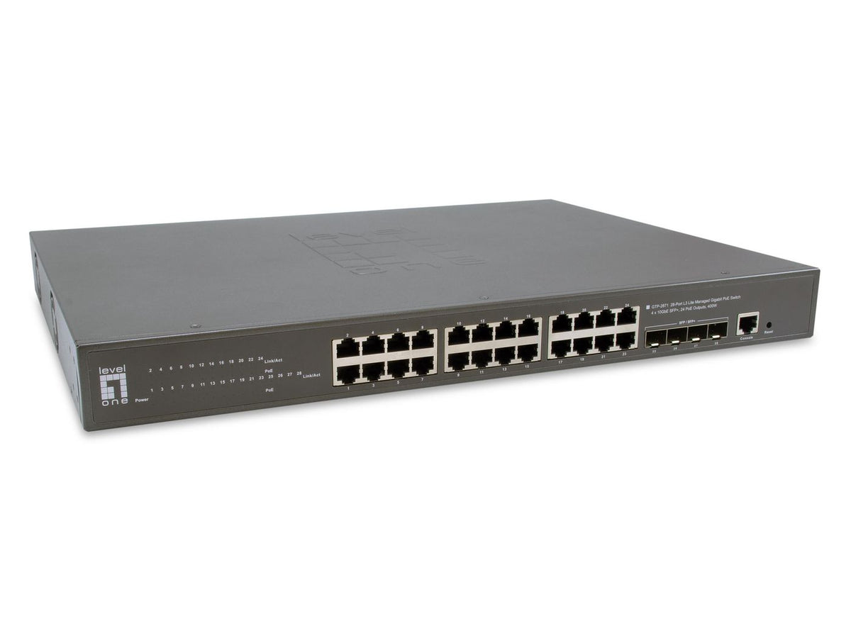 LevelOne Network Switch Managed L3 Gigabit Ethernet (10/100/1000) Power Over Ethernet (Poe) Grey