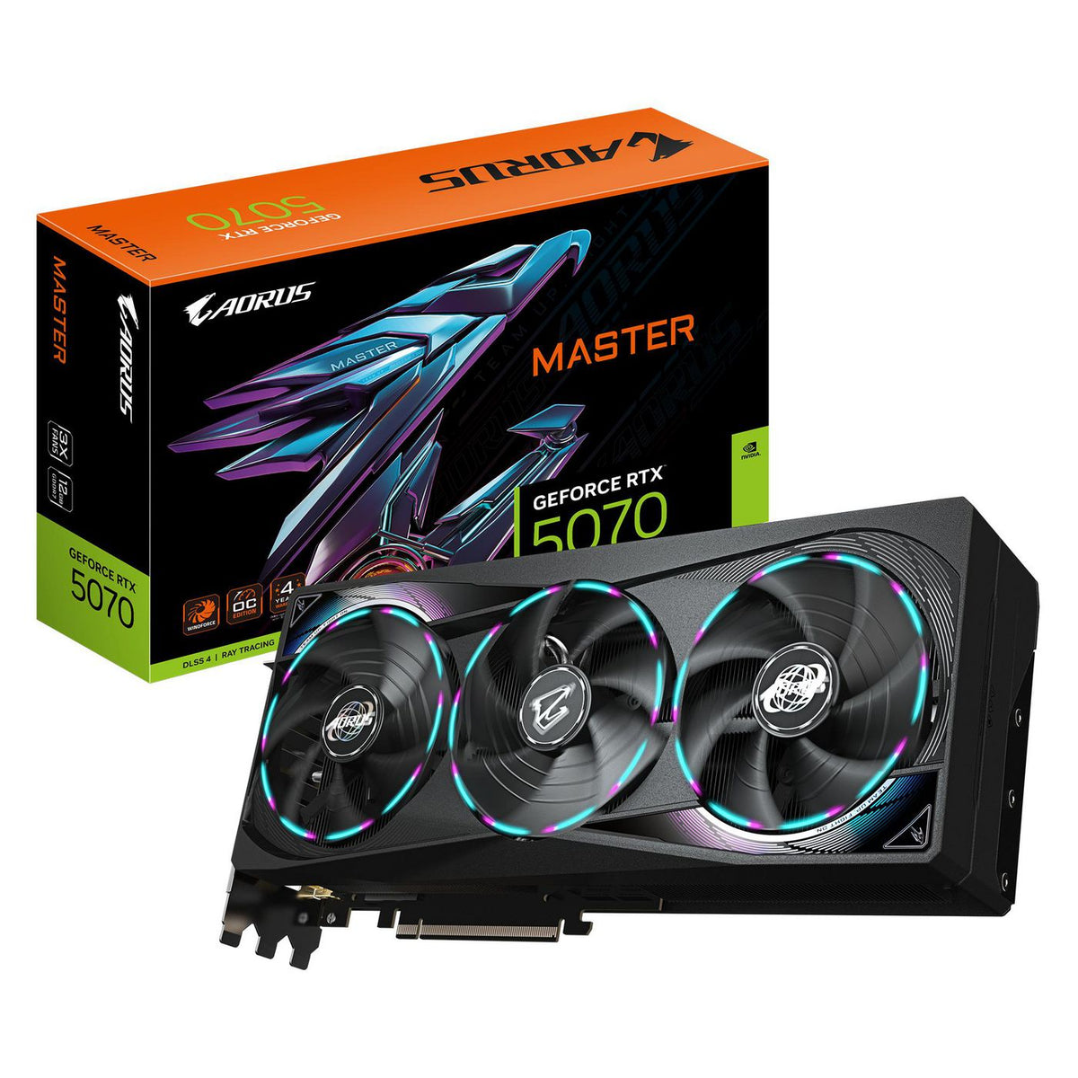 Gigabyte 0 Master 12G Graphics Card - 12Gb Gddr7, 192Bit, Pci-E 5.0, 2715 Mhz Core Clock, 3 X Dp 2.1A, 1 X Hdmi 2.1B, Nvidia Dlss 4,