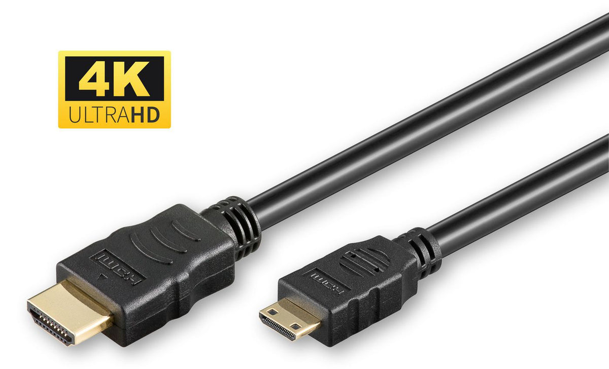 MicroConnect HDMI High Speed mini cable, 2m High speed with Ethernet Full HD 1080p (24 Hz), Gold-plated connectors