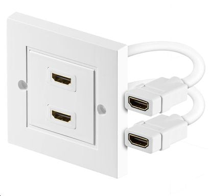 MicroConnect HDMI Wall socket 2 port white 3D, HDCP, High speed. with Gold-Plated contacts, shielded