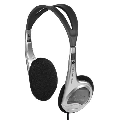 Hama (HED4407) On-ear Stereo Headphones, 3.5 mm Jack, 30mm Drivers, 1.5m Cable, Silver/Black