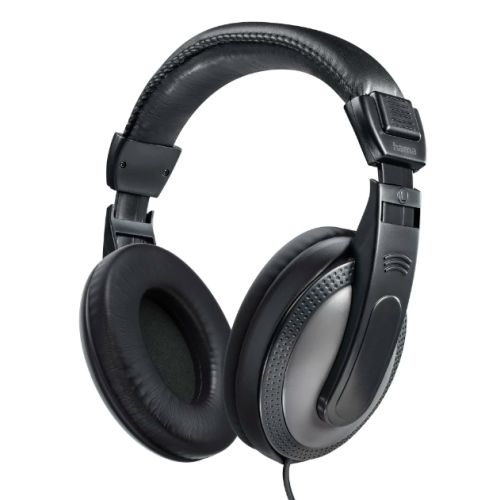 Hama (ShellTV) Headphones, 3.5mm Jack (6.35mm Adapter), 40mm Drivers, 2m Cable, Padded Headband, Black/Dark Grey