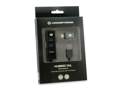 Conceptronic HUBBIES 4-Port USB 3.0 Hub with USB-C OTG Adapter