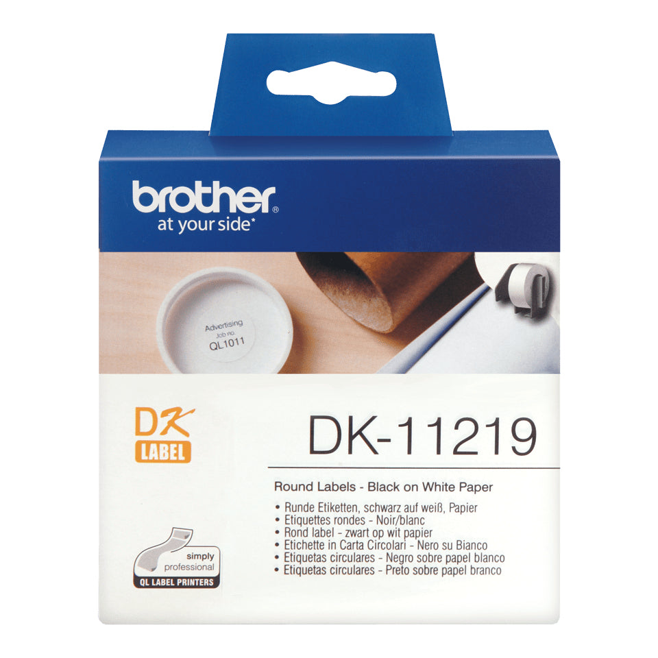 Brother DK-11219 DirectLabel Etikettes round 12mm 1200 for Brother P-Touch QL/700/800/QL 12-102mm/QL 12-103.6mm