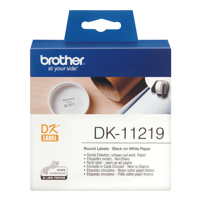 Brother DK-11219 DirectLabel Etikettes round 12mm 1200 for Brother P-Touch QL/700/800/QL 12-102mm/QL 12-103.6mm