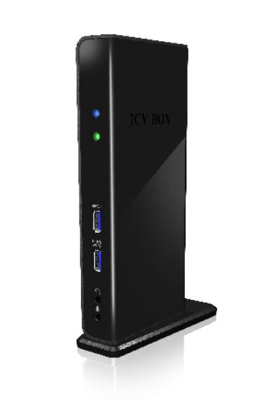 ICY BOX USB 3.0 Notebook Dockingstation, 2x USB 3.0, 2x Video (HDMI+DVI), 1x GigabitLAN, 4x USB 2.0, Audio (IN/OUT)