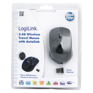 LogiLink ID0031 mouse Universal Ambidextrous RF Wireless Optical 1600 DPI