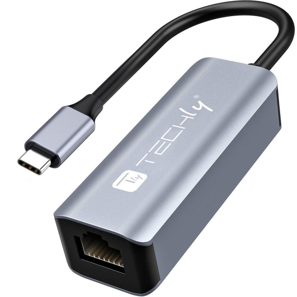 Techly Idata Usb-Etgiga-Ca Laptop Dock/Port Replicator Wired Usb 3.2 Gen 1 (3.1 Gen 1) Type-C Black, Silver