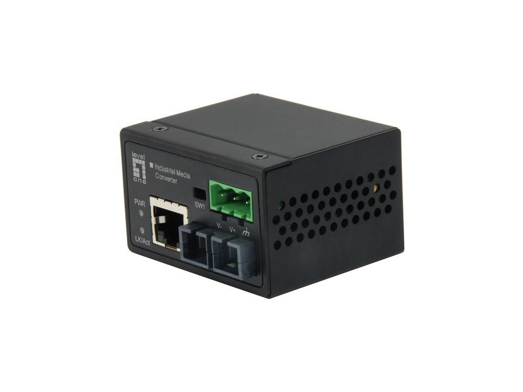 LevelOne Industrial Fast Ethernet Mini Media Converter - 10/100M RJ-45 Copper to 100Mbps SC Single-Mode Fi