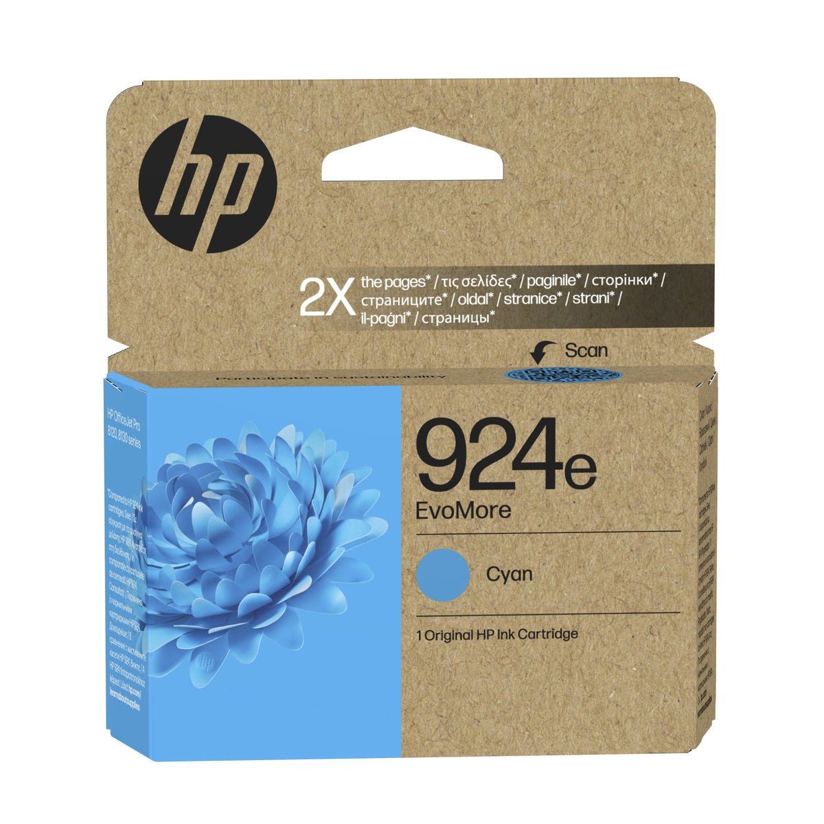 HP 4K0U7NE/924E Ink cartridge cyan EvoMore, 800 pages ISO/IEC 19752 9.5ml for HP OJ Pro 8120/e