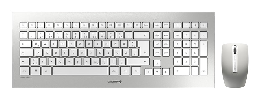 CHERRY DW 8000 keyboard Mouse included Office RF Wireless QWERTZ German Silver, White