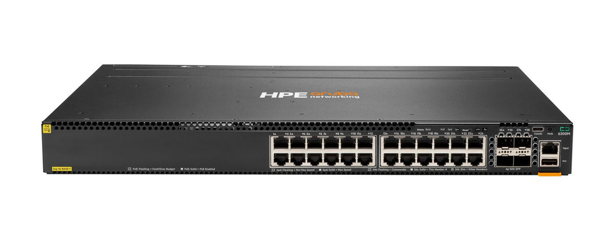 Hewlett Packard Enterprise Aruba 6300M Managed L3 Gigabit Ethernet (10/100/1000) Gray 1U Power over Ethernet (PoE) Aruba 6300M 24-port 1GbE Class