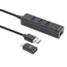 Manhattan USB-C & USB-A Combo Dock/Hub, Ports (4): Ethernet and USB-A (x3), 5 Gbps (USB 3.2 Gen1 aka USB 3.0), USB powered (no external power supply required)