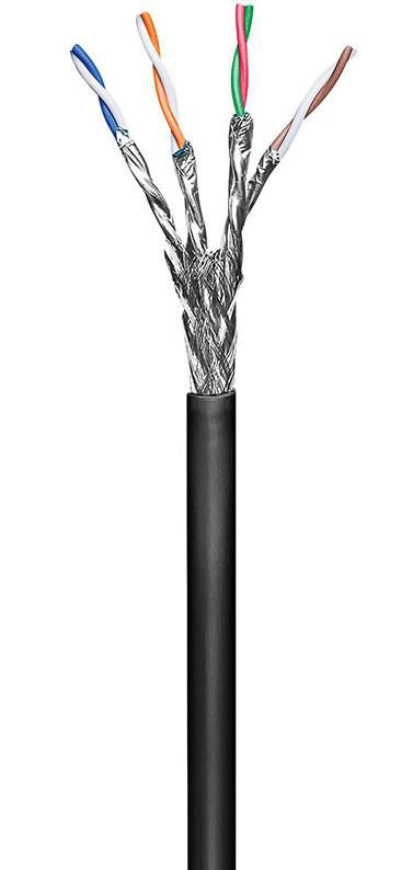 MicroConnect S/FTP CAT6 Outdoor 100m Black Stranded AWG 27 CCA, Jacket PE Non-terminated flexible data-/patchcable for Home-/outdoor using