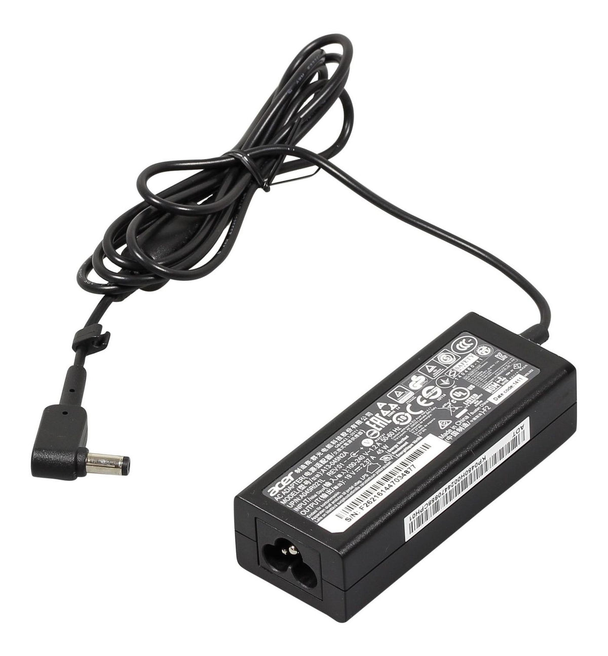 Acer AC Adaptor (19V 45W) AC Adaptor 45W, Notebook, Indoor, 100-240 V, 50/60 Hz, 45 W, 19 V