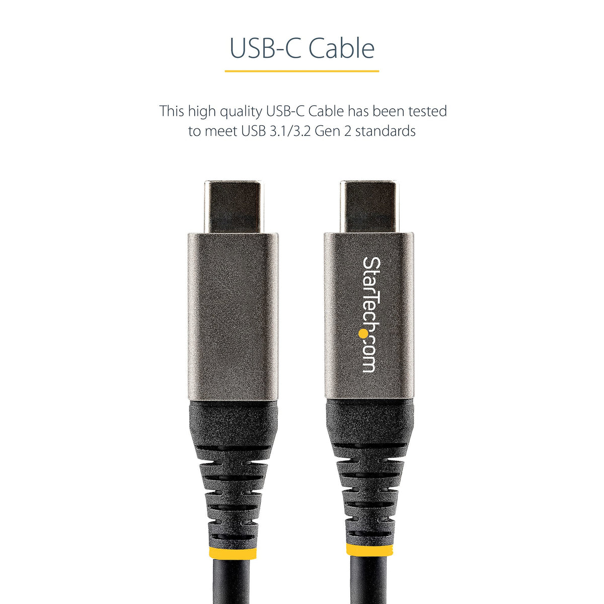 StarTech.com 1.6ft (50cm) USB-C Cable, USB 10Gbps, 100W (5A) Power Delivery, 8K 60Hz / 4K 144Hz DP Alt Mode, Thunderbolt Compatible