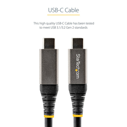 StarTech.com 1.6ft (50cm) USB-C Cable, USB 10Gbps, 100W (5A) Power Delivery, 8K 60Hz / 4K 144Hz DP Alt Mode, Thunderbolt Compatible