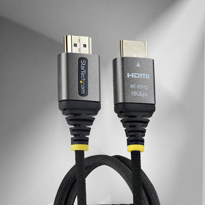 StarTech.com 50cm (1.6ft) Premium Certified High Speed HDMI Cable, Ultra Flexible HDMI Cable, 4K 60Hz/1440p 144Hz w/HDR10/ARC, 18Gbps, High Flex Braided HDMI Cord