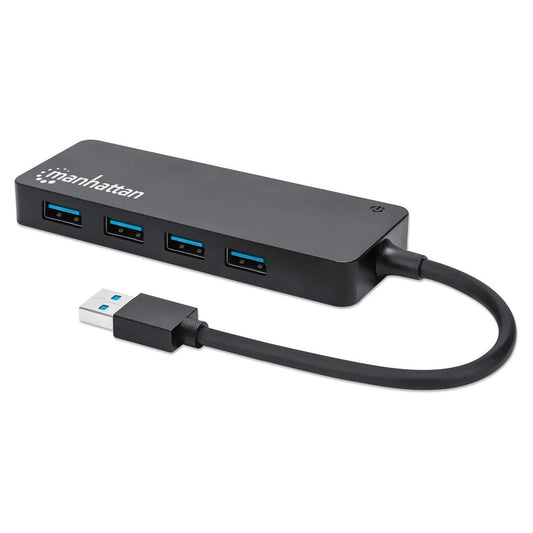 Manhattan USB-A 4-Port Hub, 4x USB-A Ports, 5 Gbps (USB 3.2 Gen1 aka USB 3.0), USB powered (no external power supply required), Equivalent to ST4300PBU3 & ST4300MINU3B