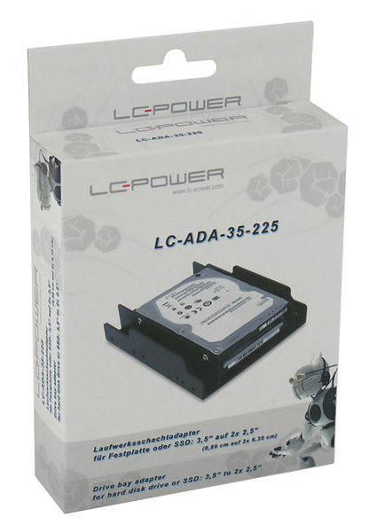 LC-POWER HDD FRAME 3,5"-2x2,5" HDD/SSD LC-ADA-35-225, LC-ADA-35-225, 2.5/3.5", Bezel panel, Black, Plastic, CE, 25 mm