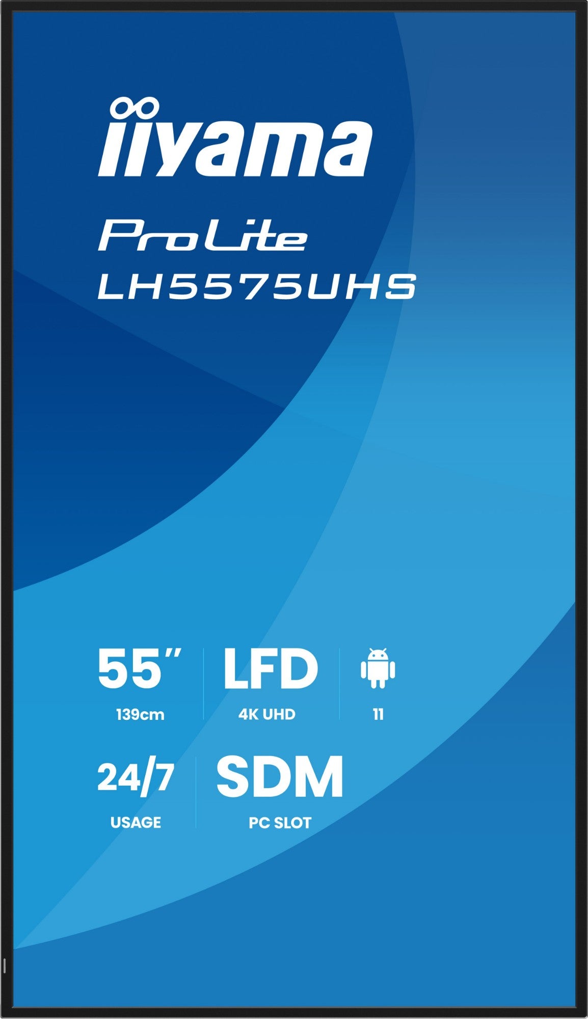 iiyama LH5575UHS-B2AG Signage Display Digital signage flat panel 138.7 cm (54.6") LCD Wi-Fi 500 cd/m² 4K Ultra HD Black Built-in processor Android 11 24/7