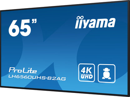 iiyama LH6560UHS-B2AG Signage Display Digital A-board 163.8 cm (64.5") LED Wi-Fi 500 cd/m² 4K Ultra HD Black Built-in processor Android 11 24/7