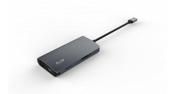 LMP USB-C mini Dock, HDMI, 3x USB 3.0, Ethernet, SD/MicroSD, USB-C charging, Aluminium Housing, Space gr