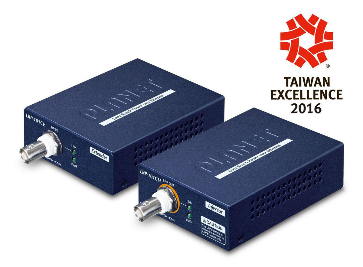 Planet 1-PORT LONG REACH POE OVER Coax Ext Kit LRP-101CH+CE -20 to 70 Degree C, up to 1KM